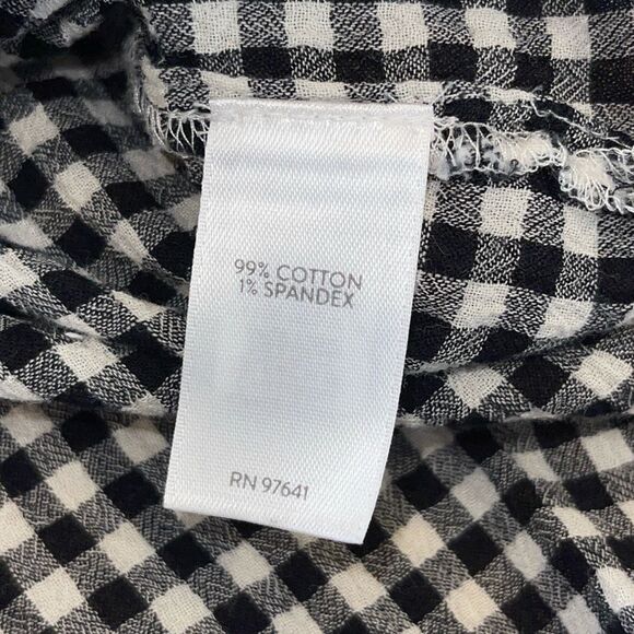 J. Jill Womens Gingham Collared Long Sleeve Button Up Shirt Black White Medium - Picture 7 of 9